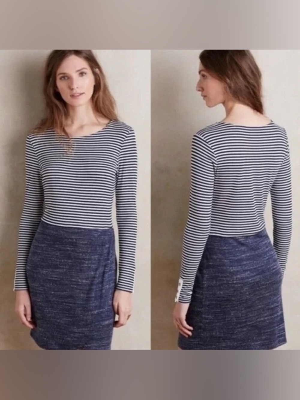dolan Navy and White Striped Top with Navy Mini Skirt